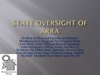 State oversight of arra