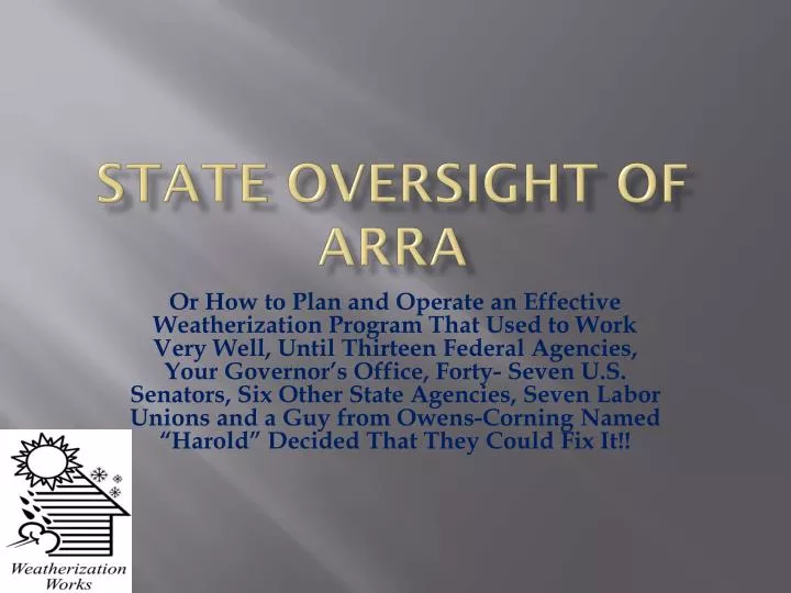state oversight of arra