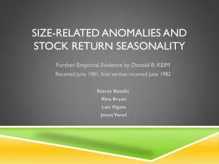 Size-Related Anomalies and Stock Return Seasonality