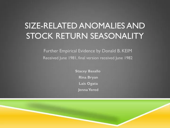 size related anomalies and stock return seasonality