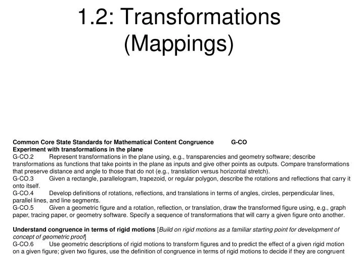 1 2 transformations mappings