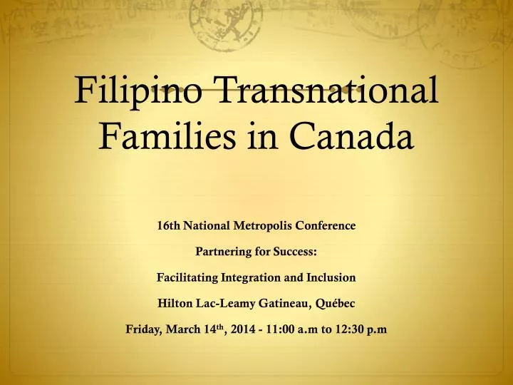 filipino transnational families in canada