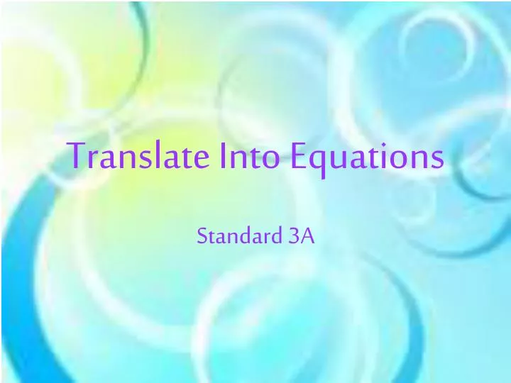 translate into equations