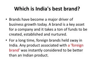 Which is India's best brand?