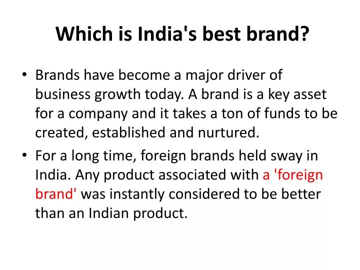 which is india s best brand