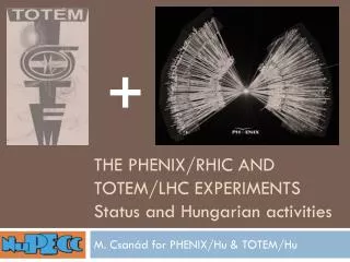 The PHENIX/RHIC and TOTEM/LHC Experiments Status and Hungarian activities