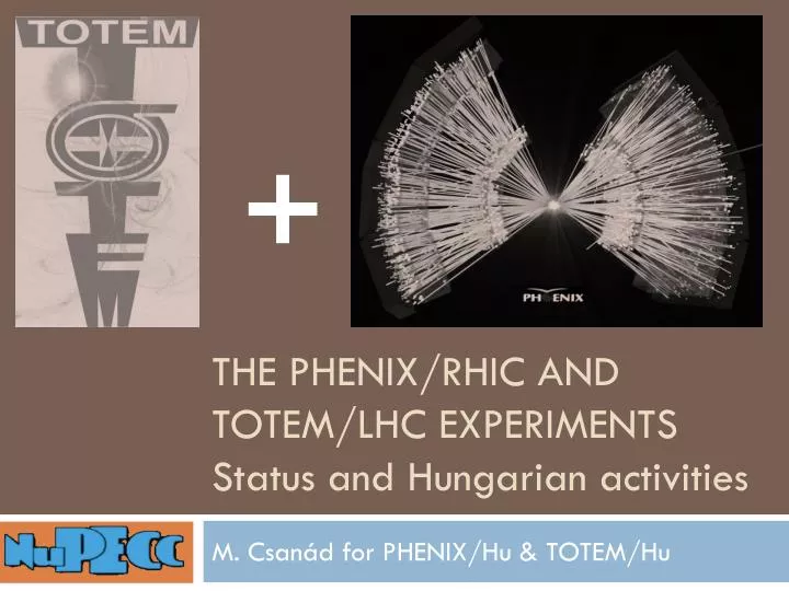 the phenix rhic and totem lhc experiments status and hungarian activities