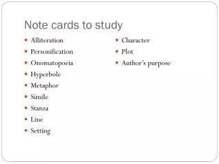 Note cards to study