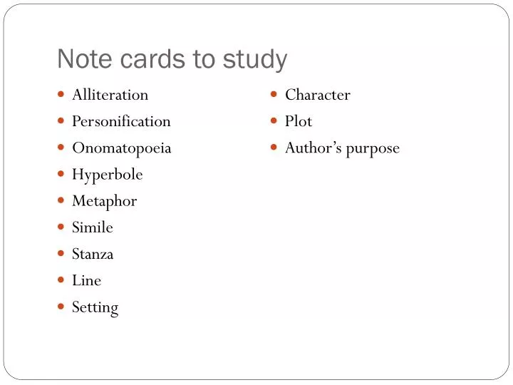 note cards to study