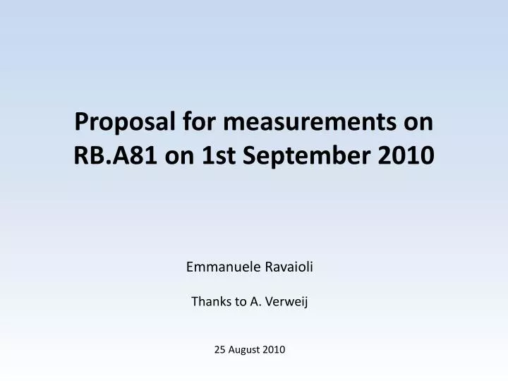 proposal for measurements on rb a81 on 1st september 2010