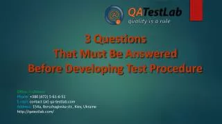 3 Questions That Must Be Answered Before Developing Test Pro