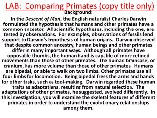lab comparing primates copy title only