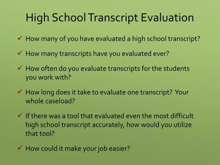 high school transcript evaluation