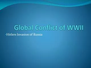Global Conflict of WWII