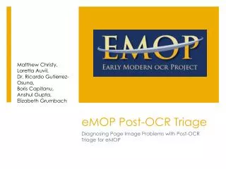 eMOP Post-OCR Triage