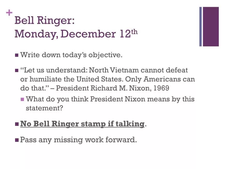 bell ringer monday december 12 th