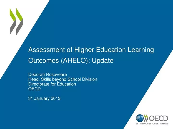 assessment of higher education learning outcomes ahelo update
