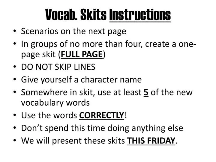vocab skits instructions