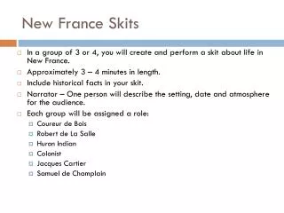 New France Skits