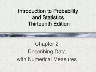 Introduction to Probability and Statistics Thirteenth Edition