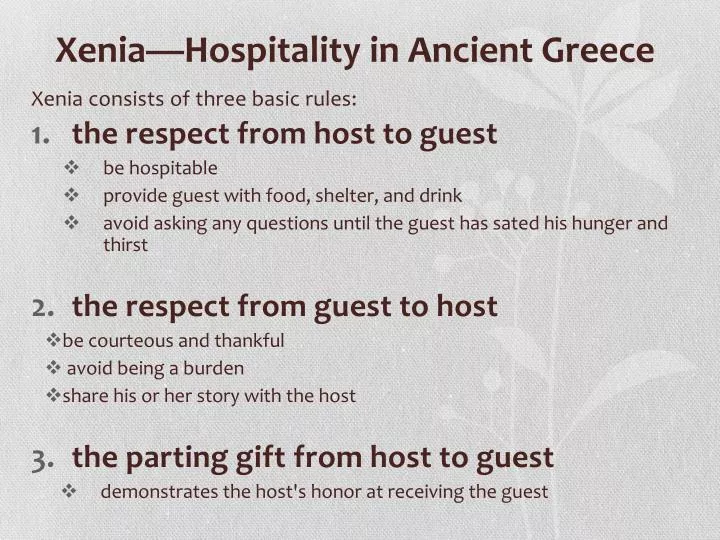 xenia hospitality in ancient greece