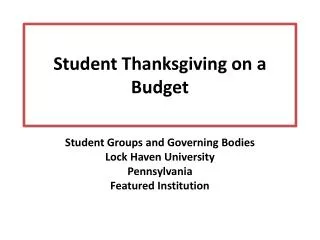 Student Thanksgiving on a Budget