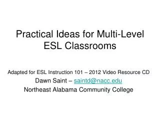 Practical Ideas for Multi-Level ESL Classrooms