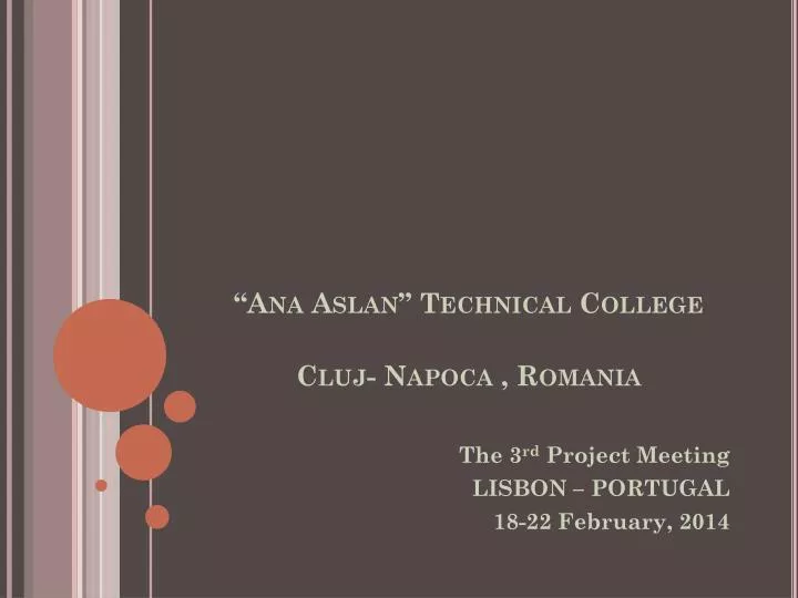 ana aslan technical college cluj napoca romania