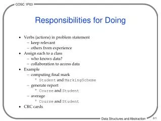 Responsibilities for Doing