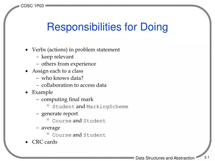 responsibilities for doing