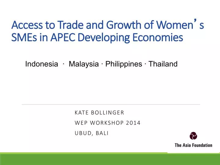 access to trade and growth of women s smes in apec developing economies