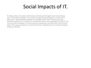 Social Impacts of IT.
