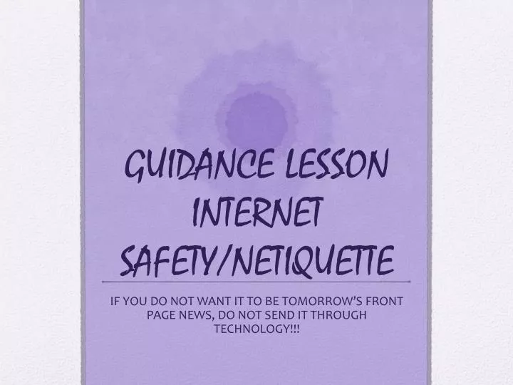 guidance lesson internet safety netiquette