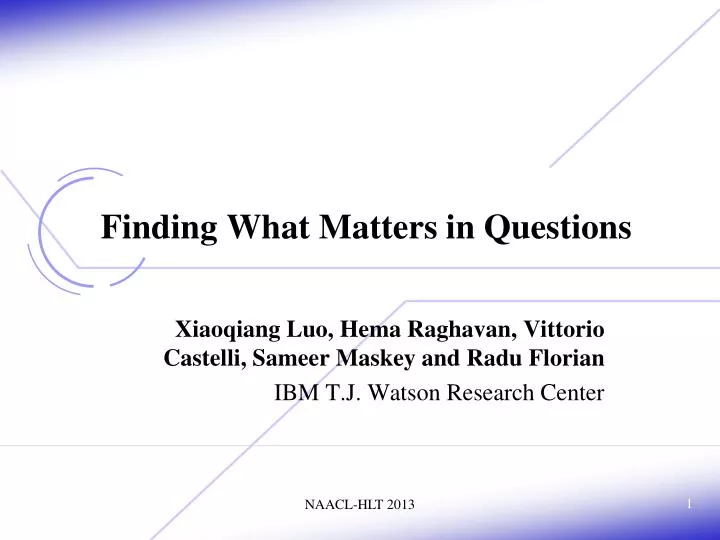 finding what matters in questions