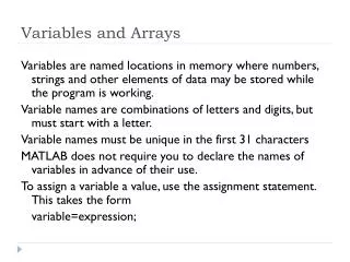 Variables and Arrays