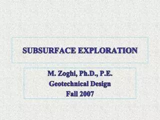 SUBSURFACE EXPLORATION