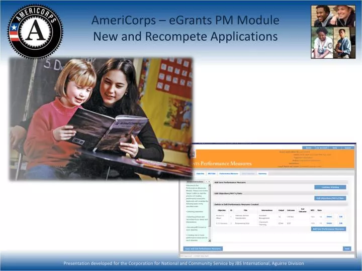 americorps egrants pm module new and recompete applications