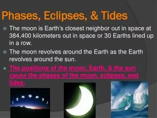 phases eclipses tides