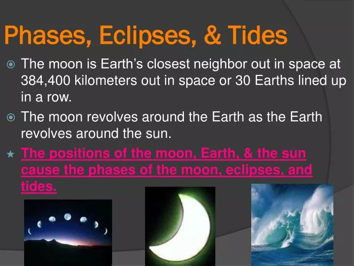phases eclipses tides