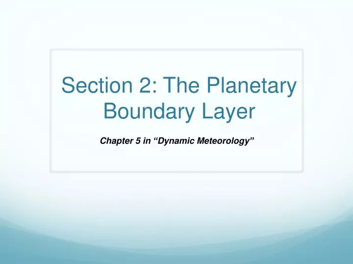 section 2 the planetary boundary layer