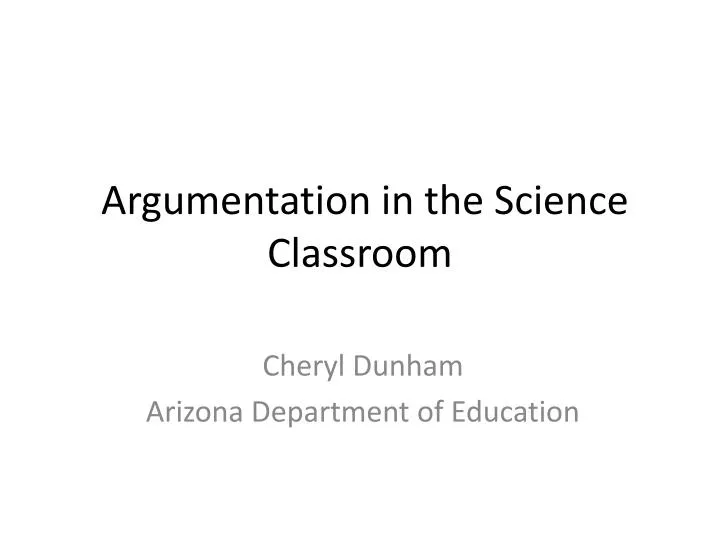 argumentation in the science classroom