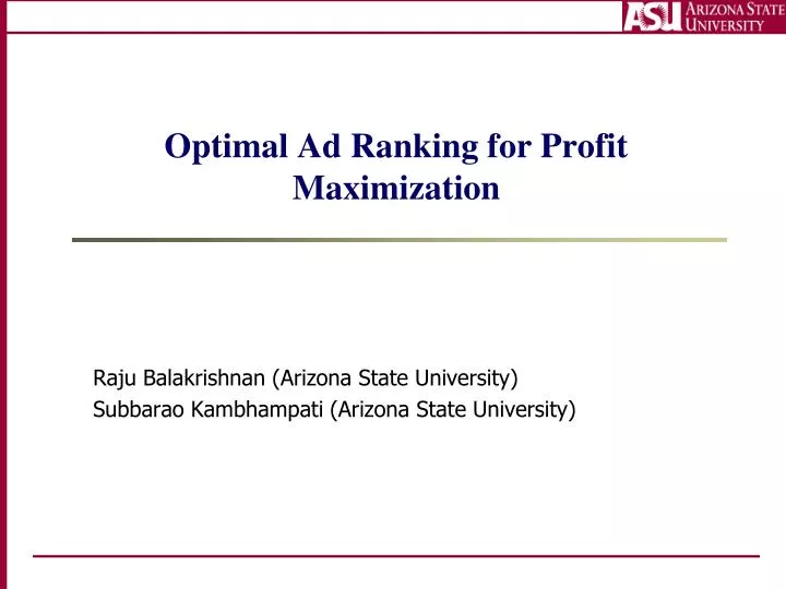 optimal ad ranking for profit maximization
