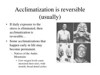 Acclimatization is reversible (usually)