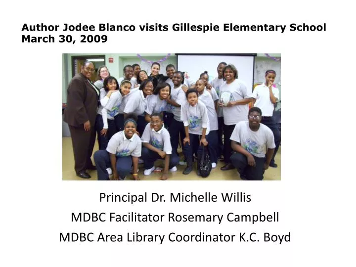 author jodee blanco visits gillespie elementary school march 30 2009