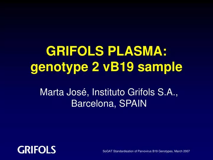 grifols plasma genotype 2 vb19 sample