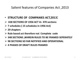 Salient features of Companies Act ,2013