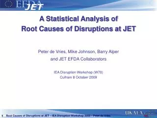 A Statistical Analysis of Root Causes of Disruptions at JET