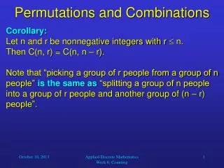 permutations and combinations