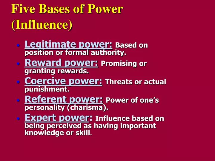 five bases of power influence