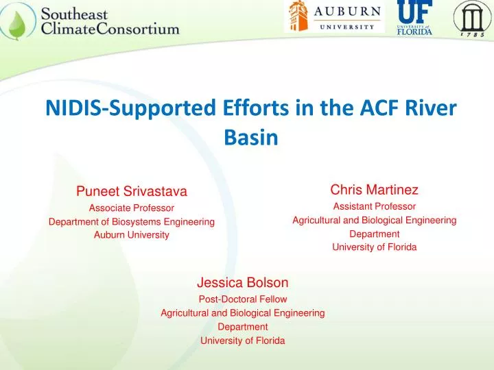 nidis supported efforts in the acf river basin